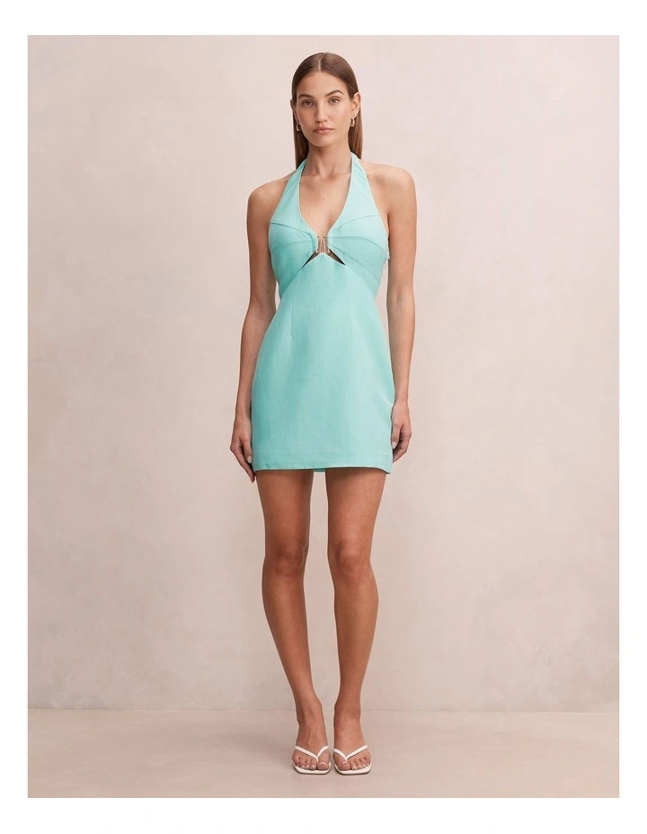 Shayla Hardware Halter Neck Mini Dress in Blue image 5