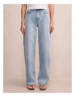 Nicki Mid Rise Straight Leg Jeans in Blue
