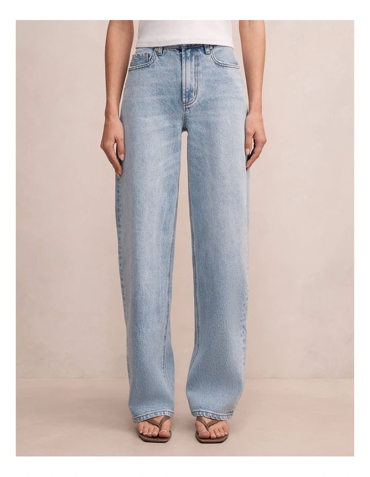 Nicki Mid Rise Straight Leg Jeans in Blue image 1