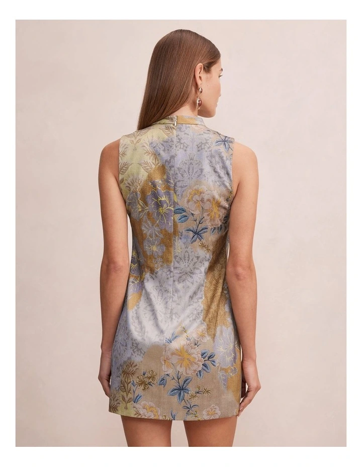 Jade Keyhole Satin Mini Dress in Multi image 2