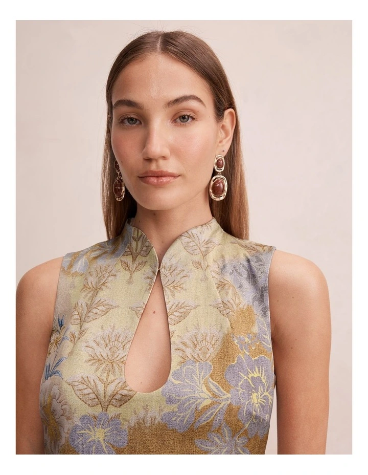 Jade Keyhole Satin Mini Dress in Multi image 4