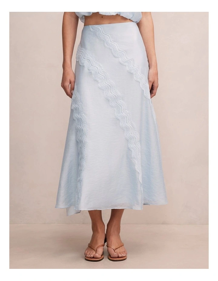 Maeve Lace Detail Skirt In Blue image 1
