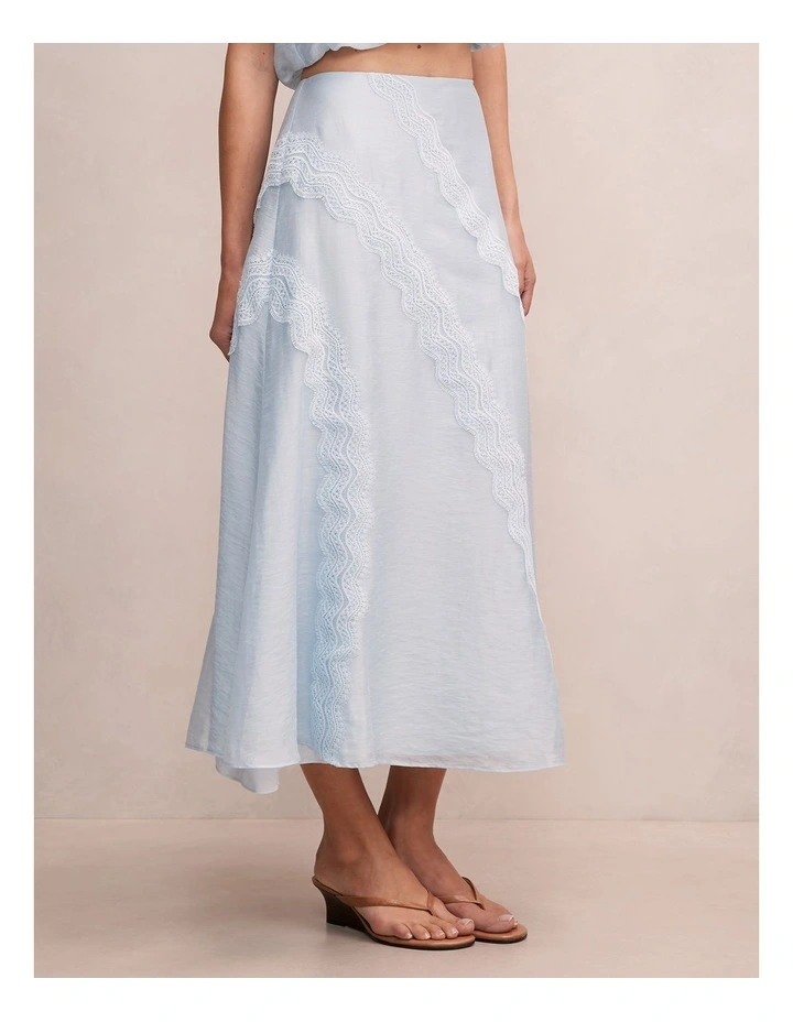 Maeve Lace Detail Skirt In Blue image 3