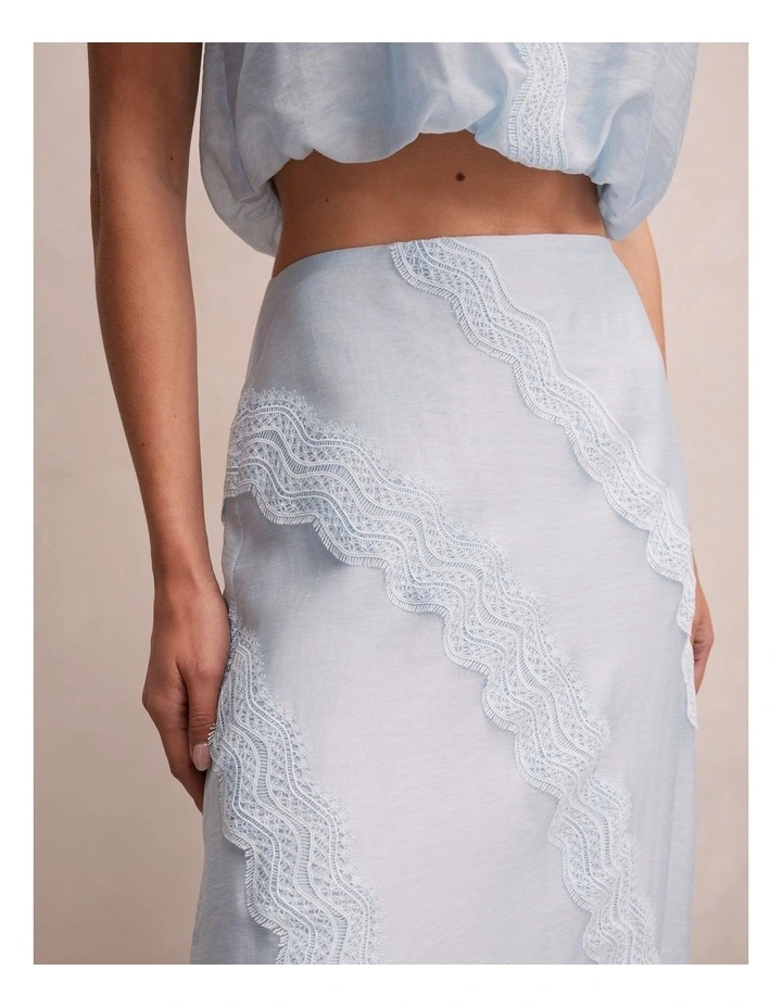Maeve Lace Detail Skirt In Blue image 4