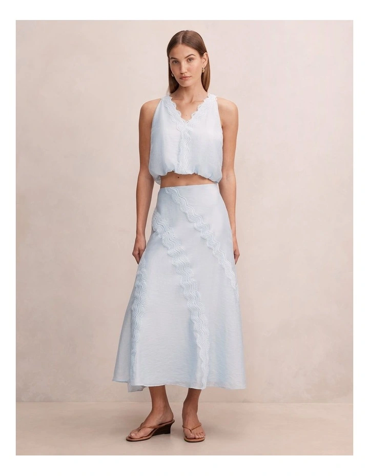 Maeve Lace Detail Skirt In Blue image 5