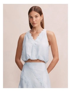 Maeve Lace Detail Skirt In Blue