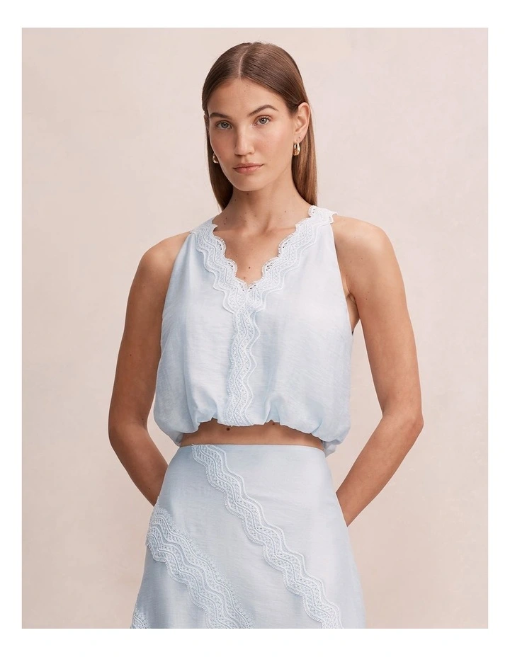 Maeve Lace Detail Skirt In Blue image 1