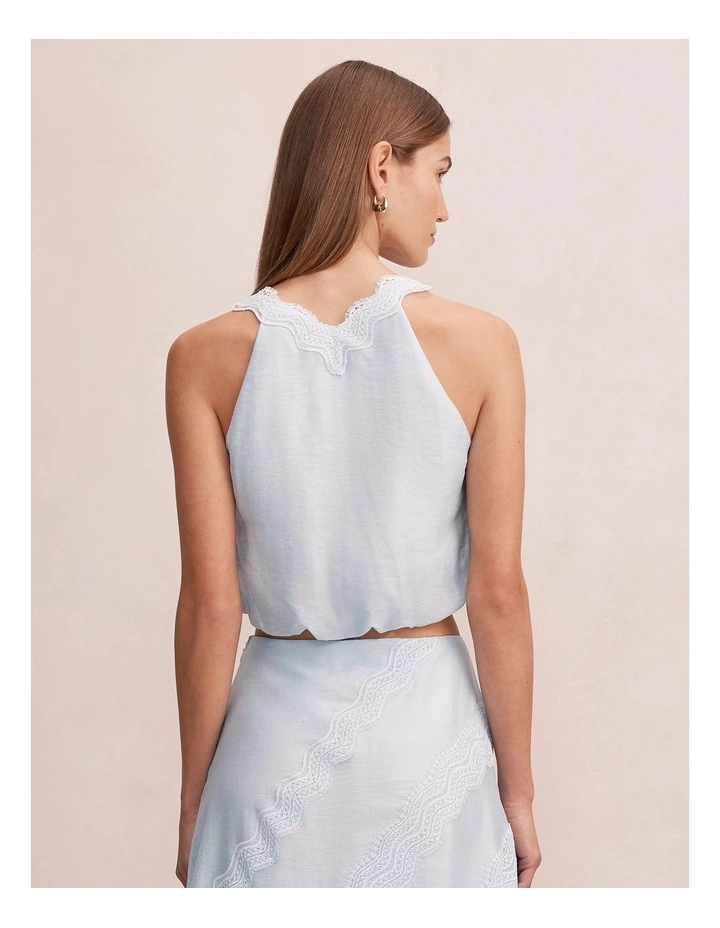 Maeve Lace Detail Skirt In Blue image 2