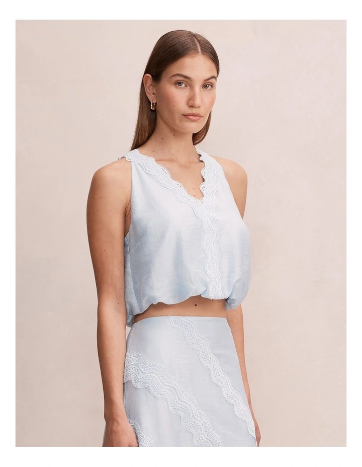 Maeve Lace Detail Skirt In Blue image 3