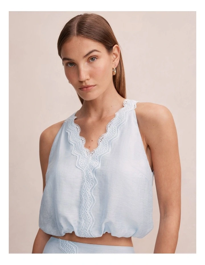 Maeve Lace Detail Skirt In Blue image 4