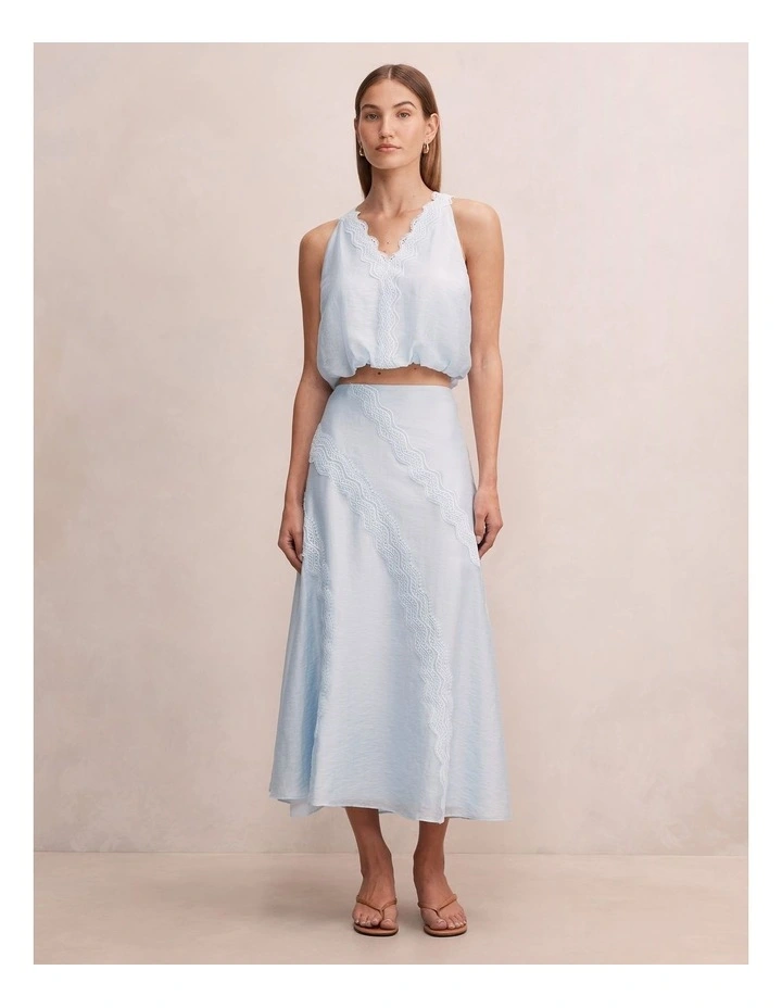 Maeve Lace Detail Skirt In Blue image 5