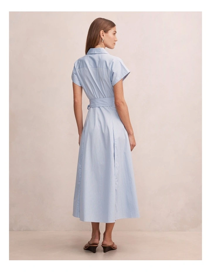 Mina Striped Shirt Midi Dress in Blue image 2