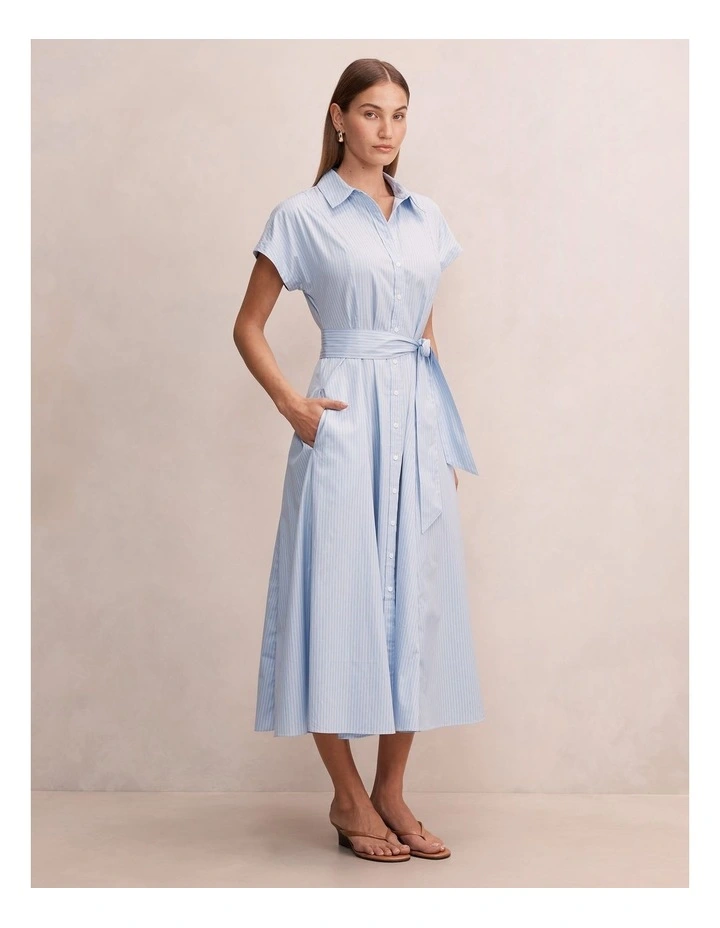 Mina Striped Shirt Midi Dress in Blue image 3