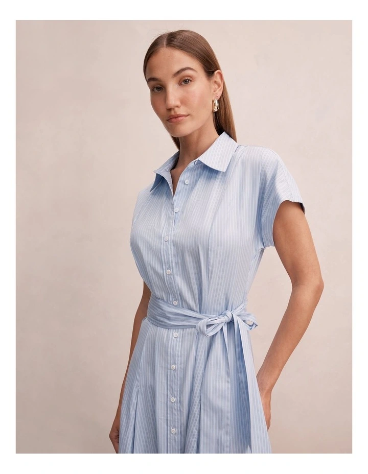 Mina Striped Shirt Midi Dress in Blue image 4