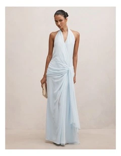 Cartia Wrap Maxi Dress in Blue