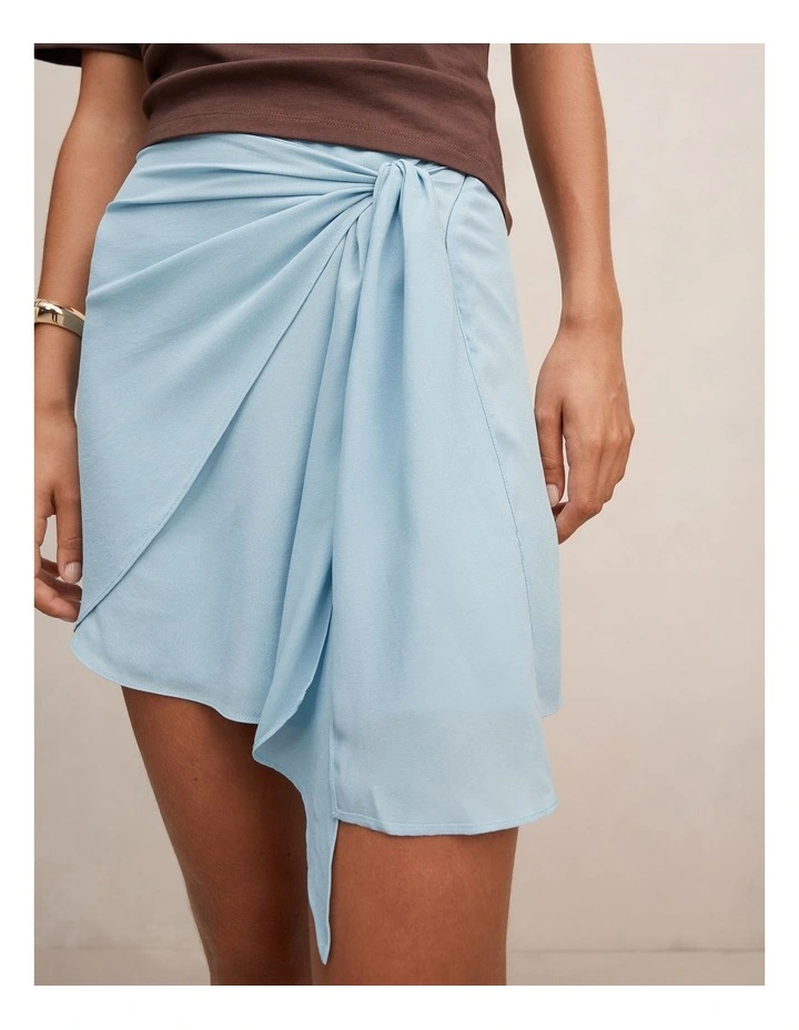 Isobel Tie Mini Skirt in Blue image 4