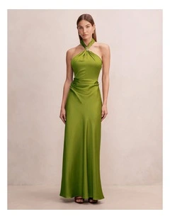Mariposa Halter Neck Maxi Dress in Green