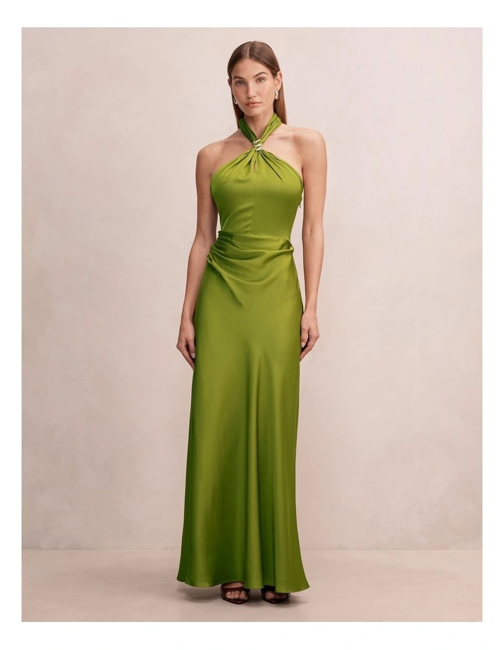 Mariposa Halter Neck Maxi Dress in Green image 1