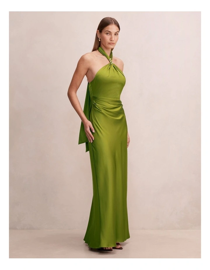 Mariposa Halter Neck Maxi Dress in Green image 3