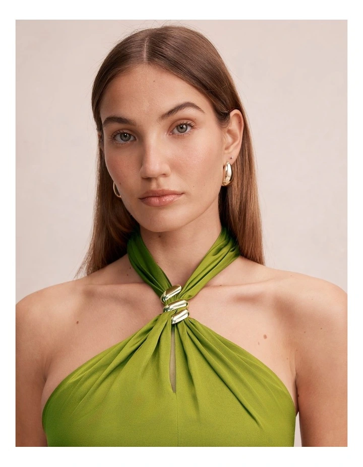 Mariposa Halter Neck Maxi Dress in Green image 4