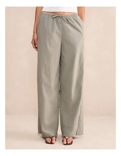 Billie Elastic Waist Wide Leg Pants in Green