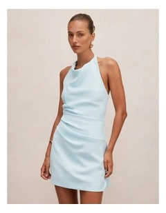 Tina Halter Mini Dress In Blue