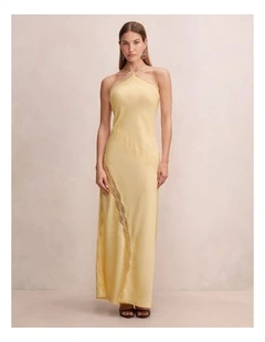 Cosette Lace Insert Maxi Dress in Yellow