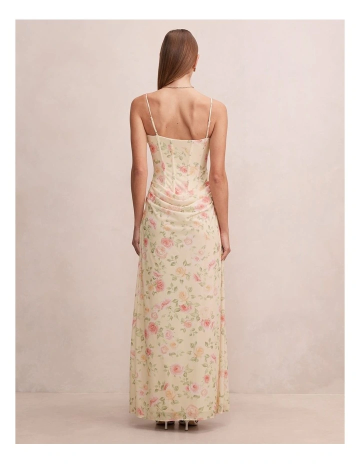 Maeve Corset Mesh Maxi Dress in Yellow image 2