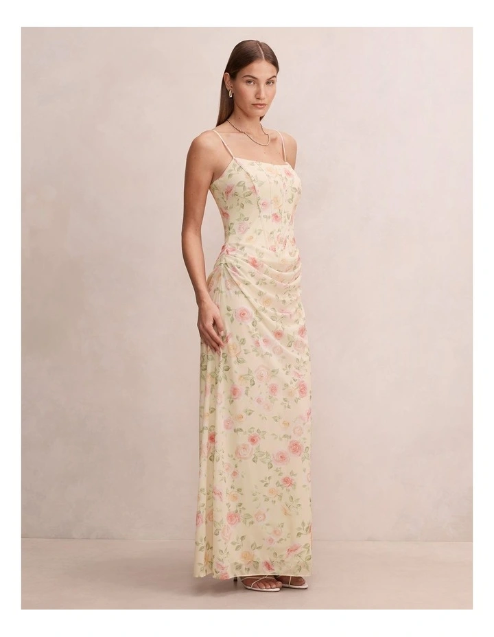 Maeve Corset Mesh Maxi Dress in Yellow image 3