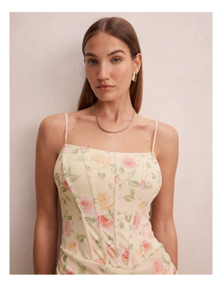 Maeve Corset Mesh Maxi Dress in Yellow image 4