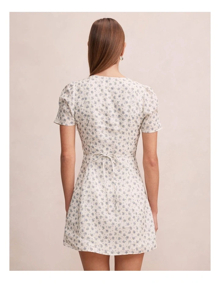 Saffia Pintuck Linen Mini Dress in Multi image 2