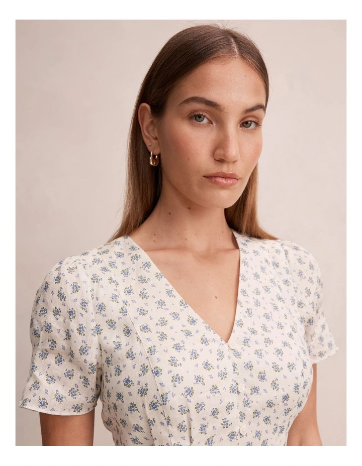 Saffia Pintuck Linen Mini Dress in Multi image 4
