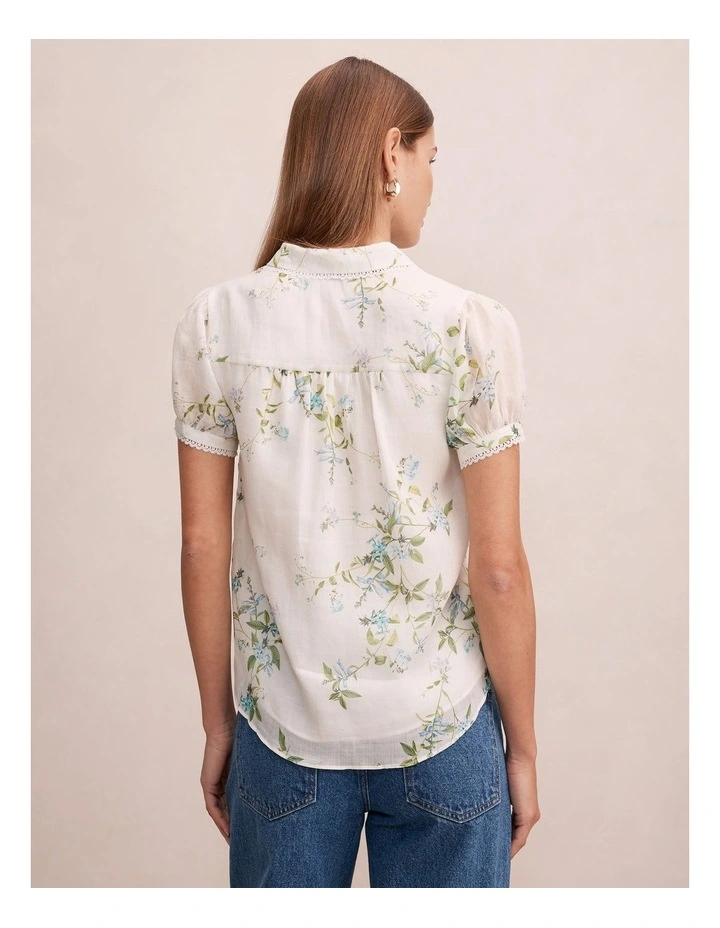Posie Lace Detail Blouse in White image 2