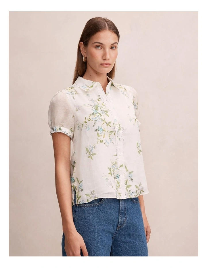 Posie Lace Detail Blouse in White image 3