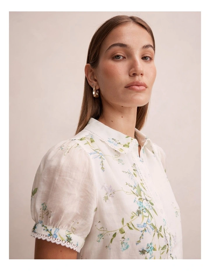 Posie Lace Detail Blouse in White image 4