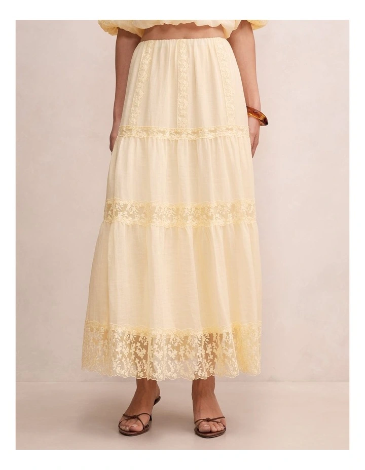 Naomi Elastic Maxi Skirt in Yellow image 1