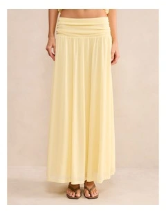 Layne Gathered Basque Maxi Skirt in Yellow