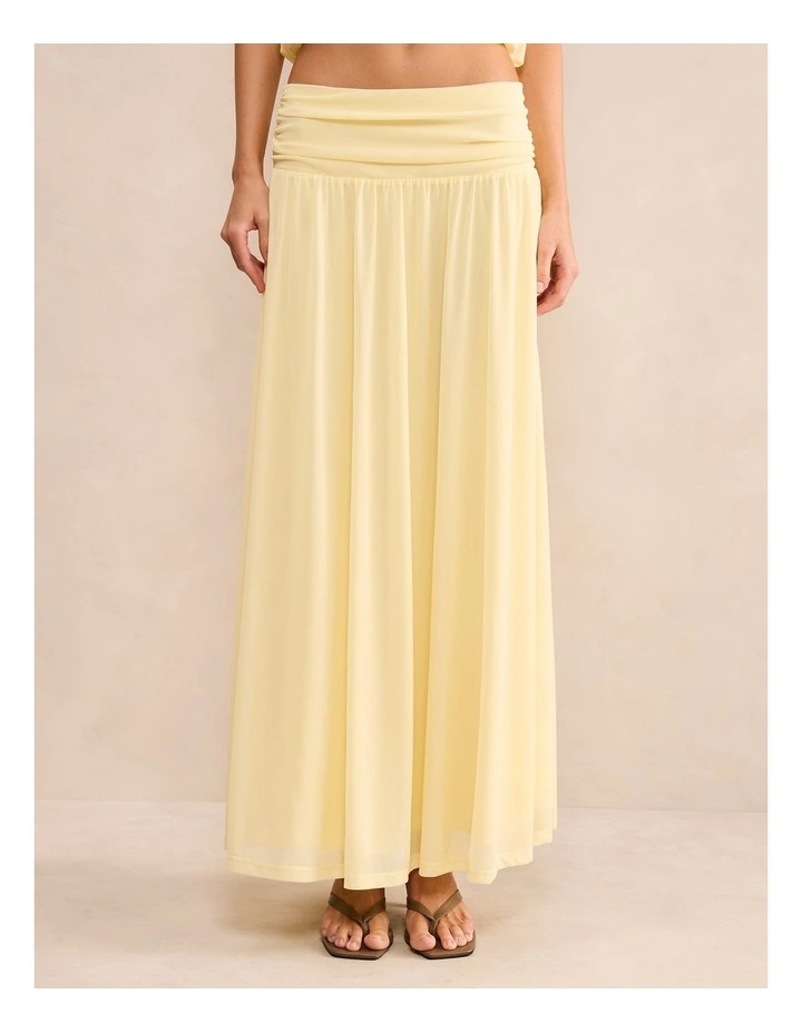 Layne Gathered Basque Maxi Skirt in Yellow image 1