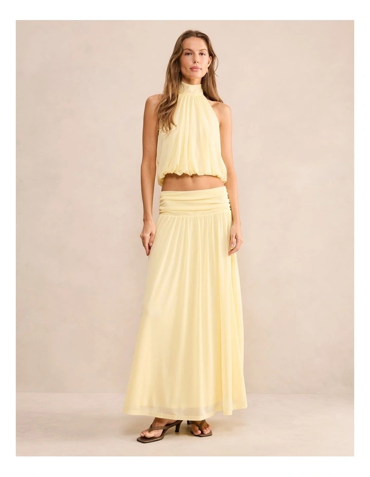 Layne Gathered Basque Maxi Skirt in Yellow image 5