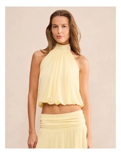 Layne Bubble Waist Halter Neck Top in Yellow