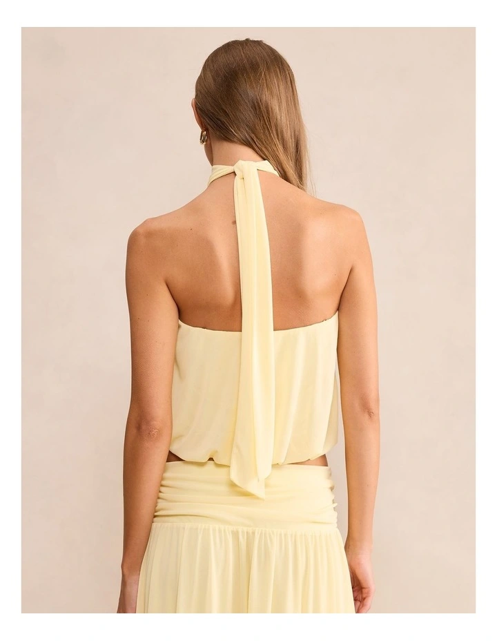 Layne Bubble Waist Halter Neck Top in Yellow image 2