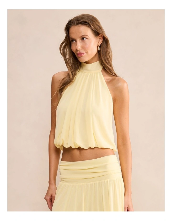 Layne Bubble Waist Halter Neck Top in Yellow image 3