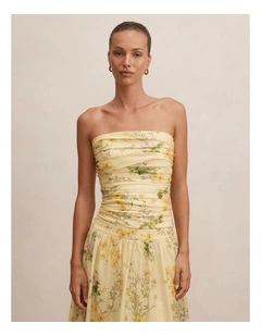 Palmer Gathered Strapless Top in Yellow
