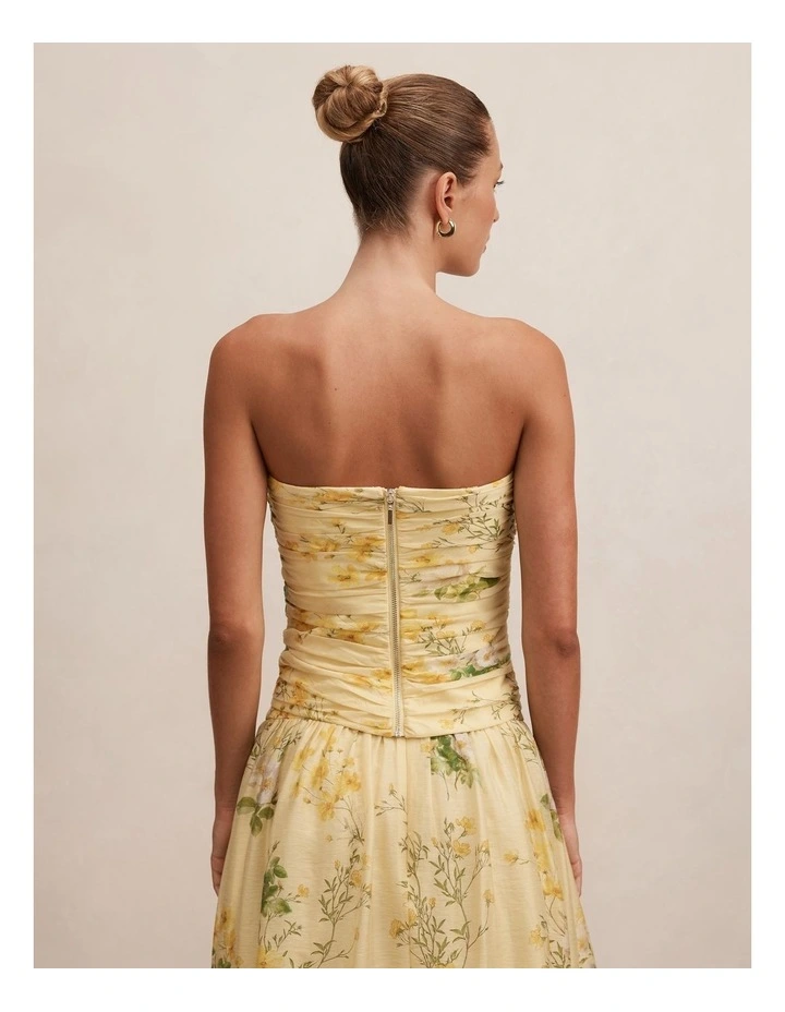 Palmer Gathered Strapless Top in Yellow image 2