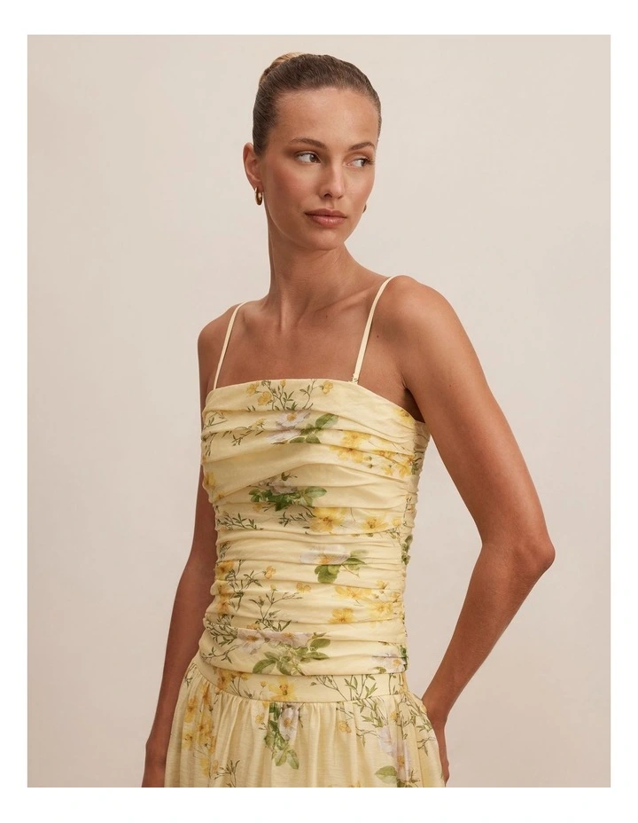 Palmer Gathered Strapless Top in Yellow image 4
