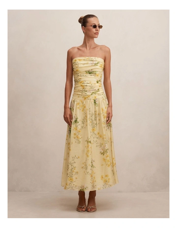 Palmer Gathered Strapless Top in Yellow image 5