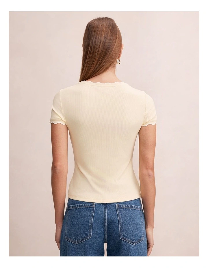 Rebecca Scallop Trim T-Shirt in Yellow image 2