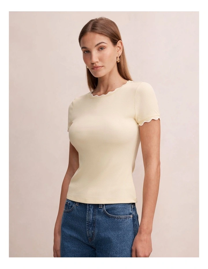 Rebecca Scallop Trim T-Shirt in Yellow image 3
