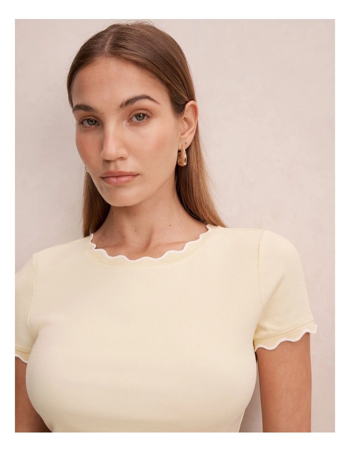 Rebecca Scallop Trim T-Shirt in Yellow image 4