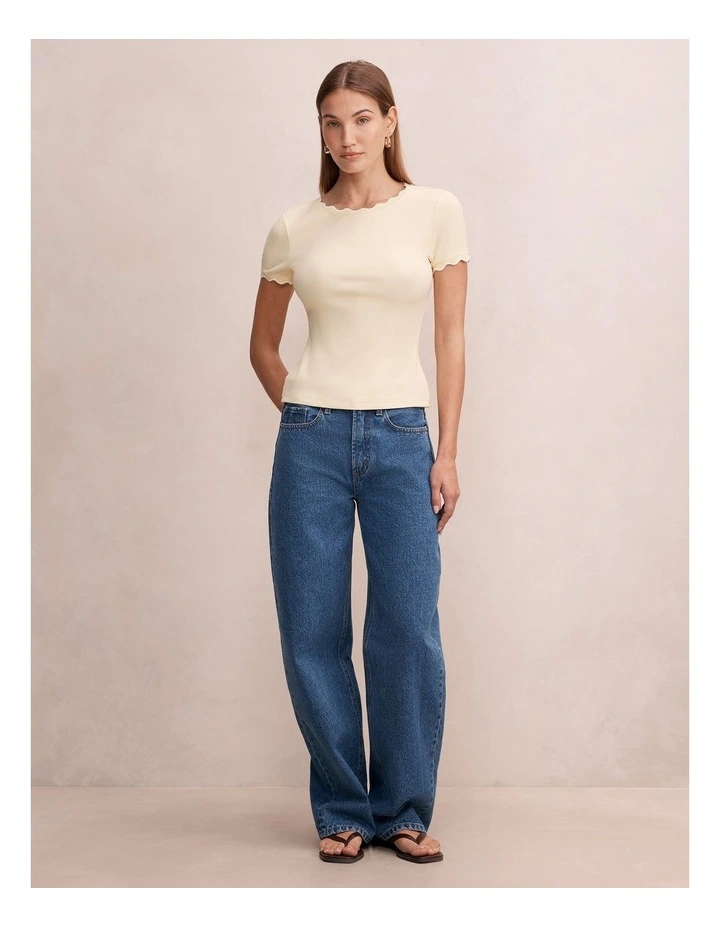 Rebecca Scallop Trim T-Shirt in Yellow image 5